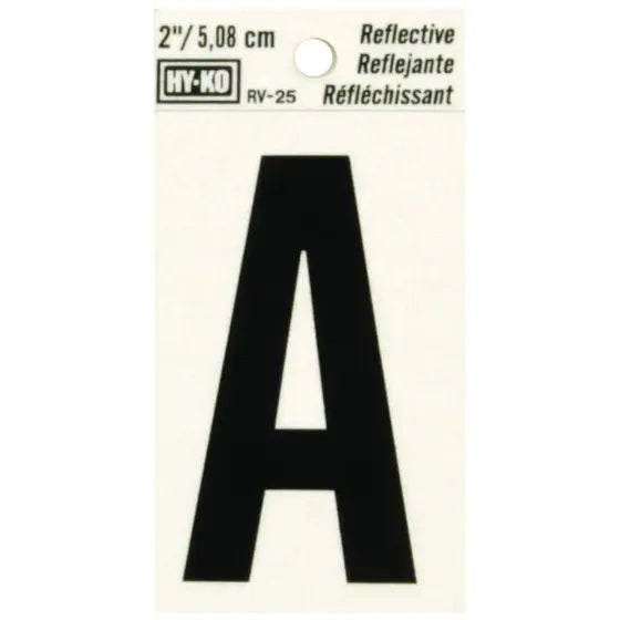 LETTER "A" BLACK REFLECTIVE 2"