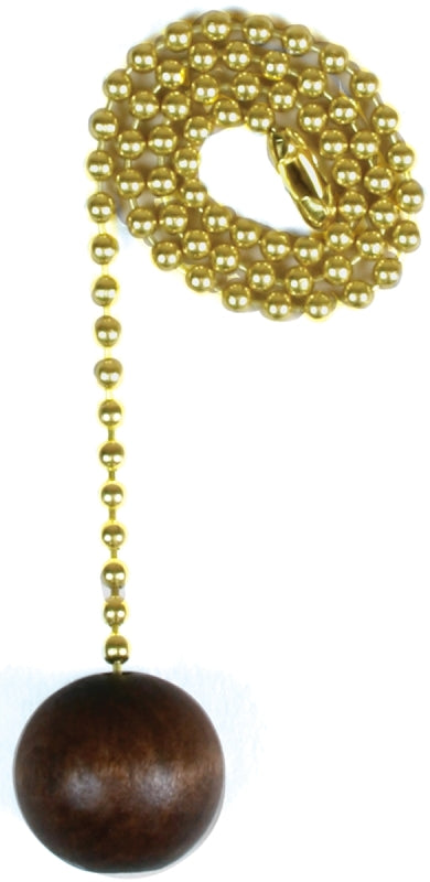 JANDORF 60312 PULL CHAIN, 12 IN L CHAIN, BRASS, WALNUT