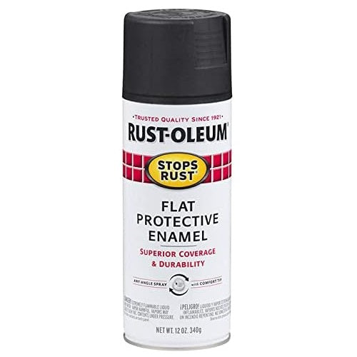 STOPS RUST ENAMEL BLACK FLAT SPRAY 12oz