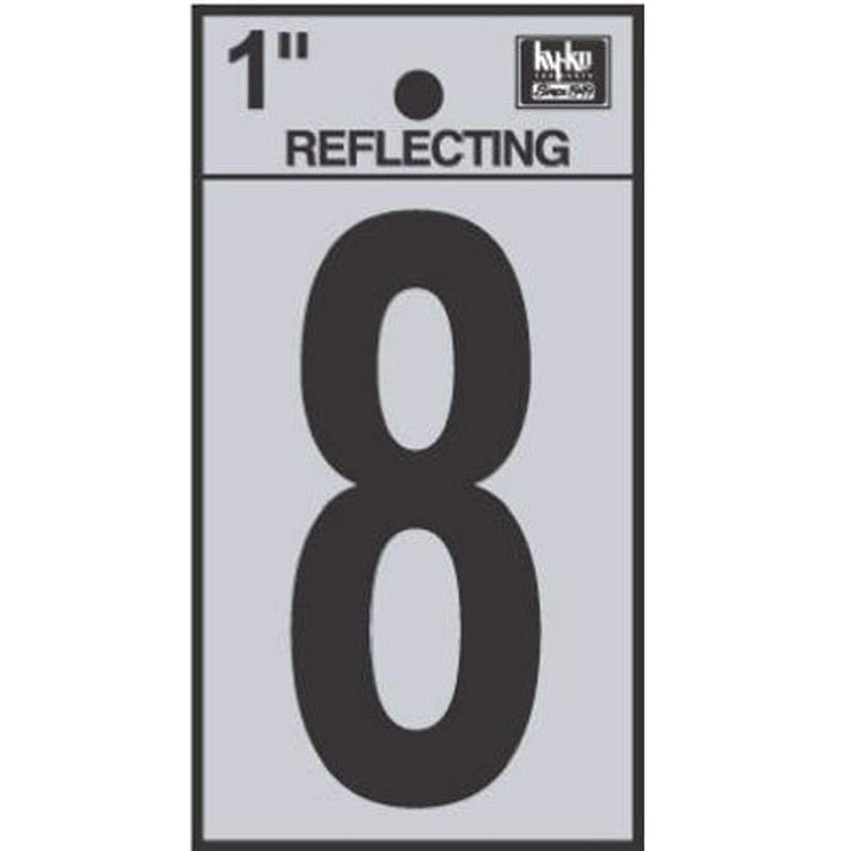 NUMBER "8" BLACK REFLECTIVE 1"