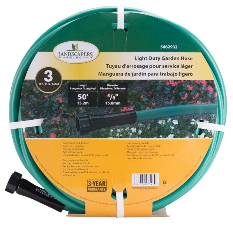 LANDSCAPERS SELECT GH-585023L GARDEN HOSE, 50 FT L, FEMALE X MALE, PVC, GREEN, 5/8"