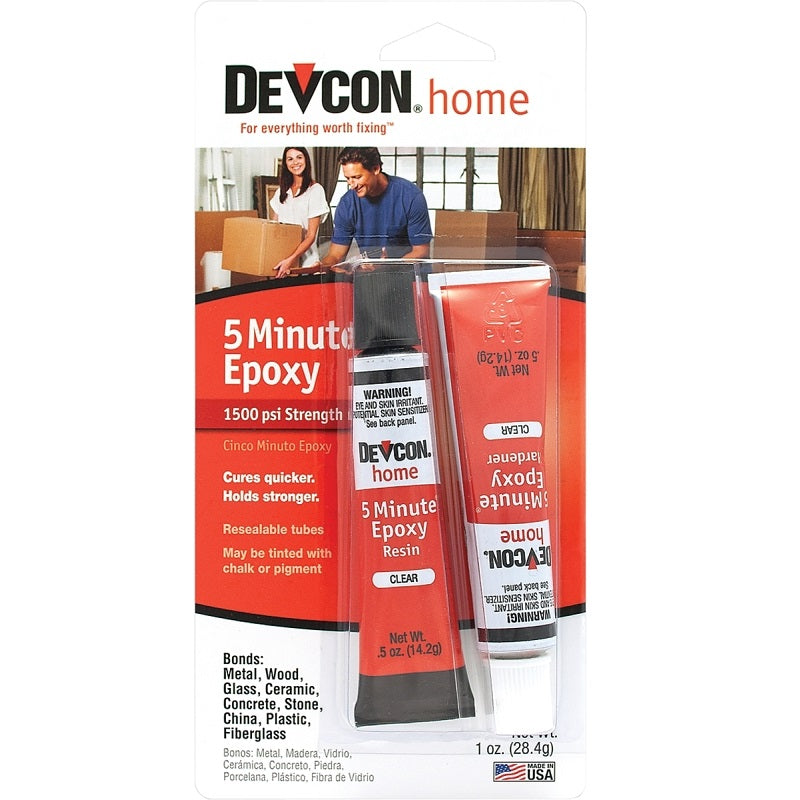 DEVCON 20545 5 MIN EPOXY ADHESIVE, AMBER, LIQUID, 1 OZ, TUBE