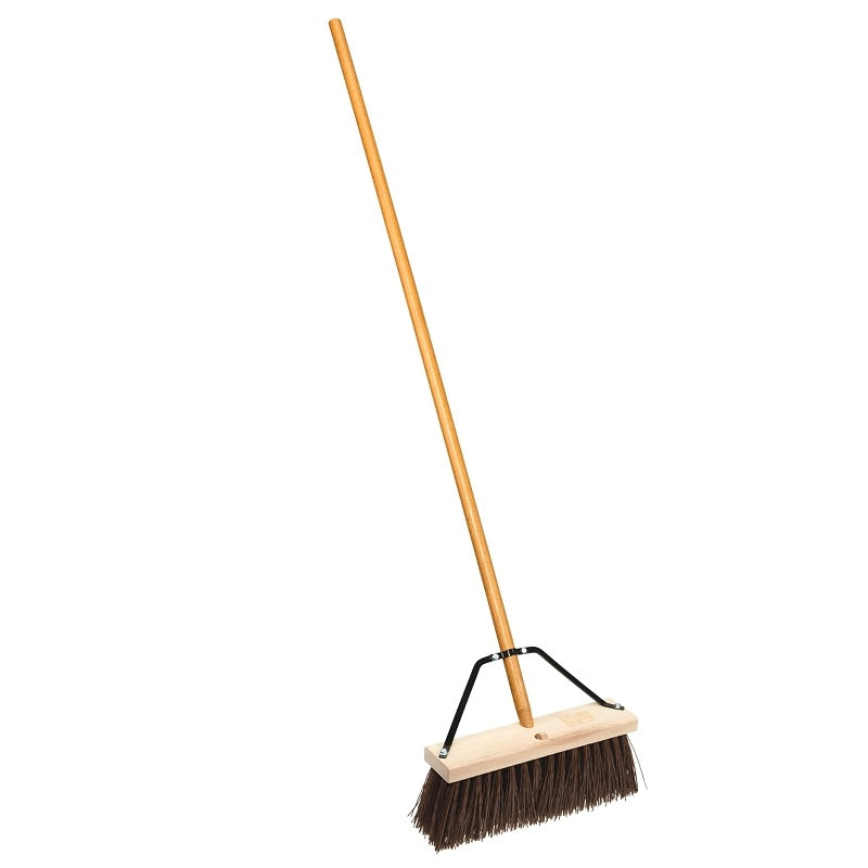 SIMPLE SPACES 93400 STREET BROOM WITH BRACE, 6-1/4 IN L TRIM, POLYPROPYLENE/SYNTHETIC FABRIC BRISTLE, 16 IN L