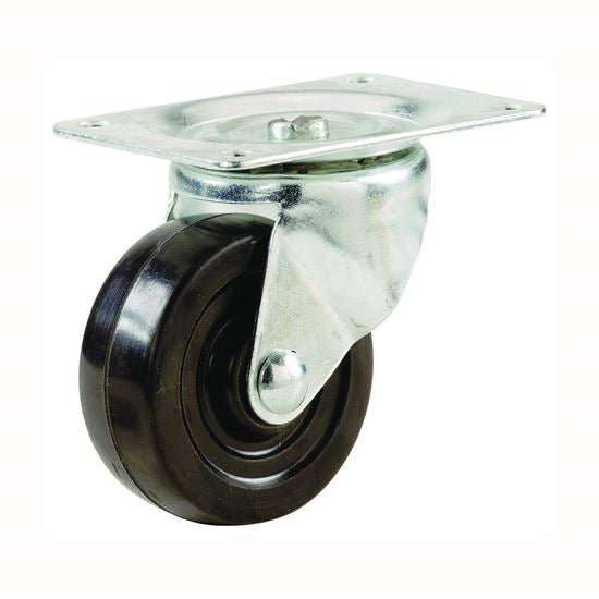 SHEPHERD HARDWARE 9478 SWIVEL CASTER, 2-13/16 X 3-7/8 IN PLATE, 4 IN L X 2.8 IN W X 2.5 IN H DIMENSIONS, RUBBER WHEEL
