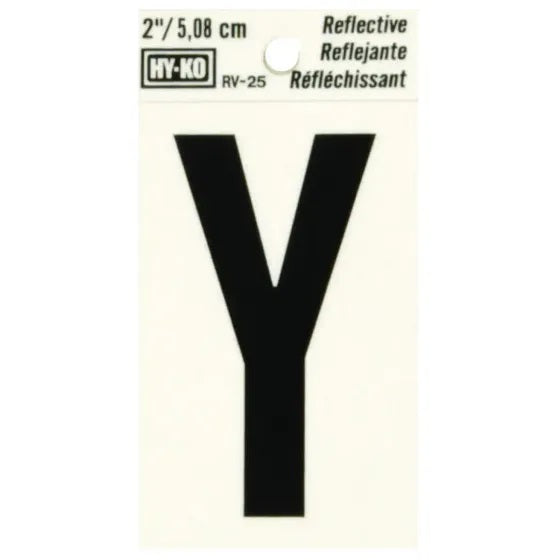 LETTER "Y" BLACK REFLECTIVE 2"