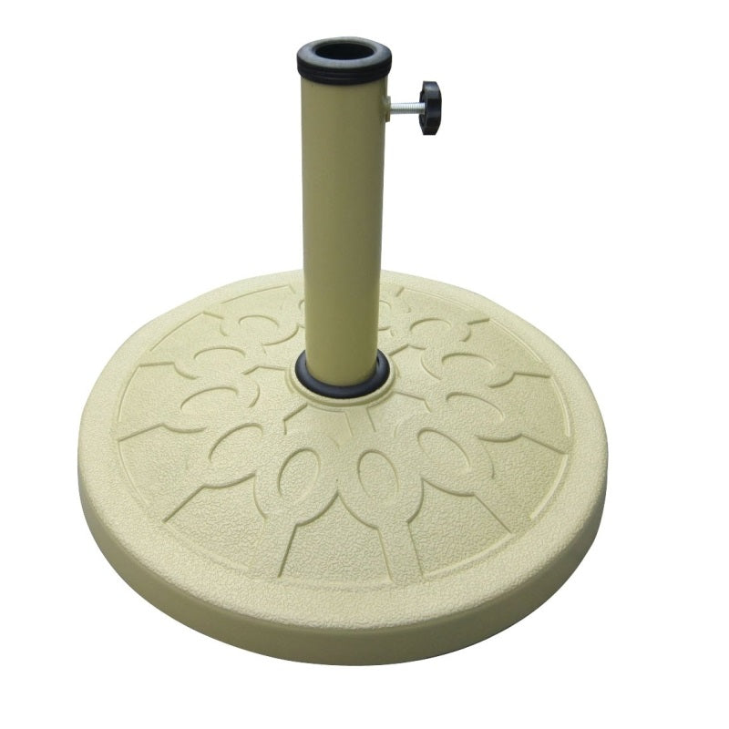 SEASONAL TRENDS 69329 UMBRELLA BASE, 17-1/2 IN DIA, 13 IN H, ROUND, RESIN/STEEL/PLASTIC, SANDSTONE