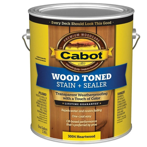 CABOT 140.0003004.007 DECK AND SIDING STAIN, HEARTWOOD, LIQUID, 1 GAL