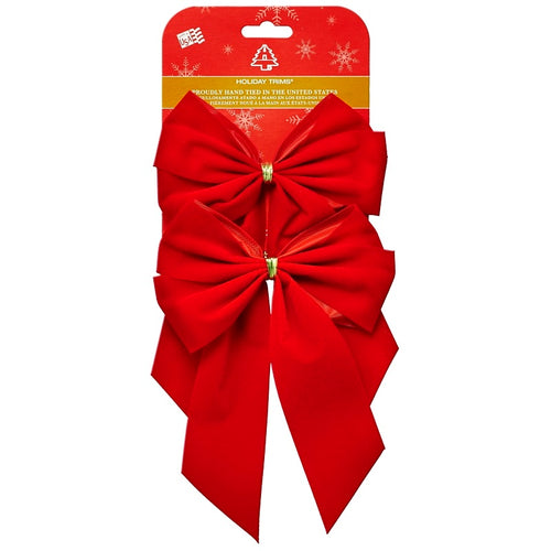 HOLIDAYTRIMS 7320 GIFT BOW, VELVET, RED, 2 PK