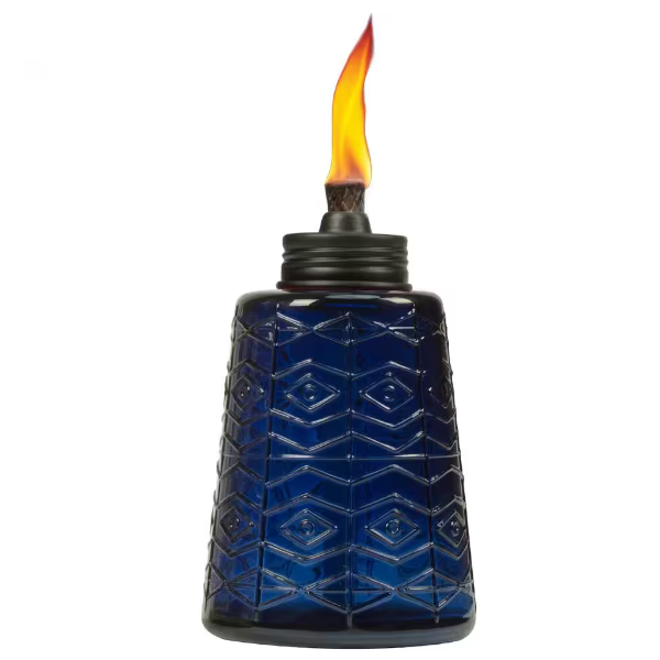 GLASS TABLE TORCH -BLUE