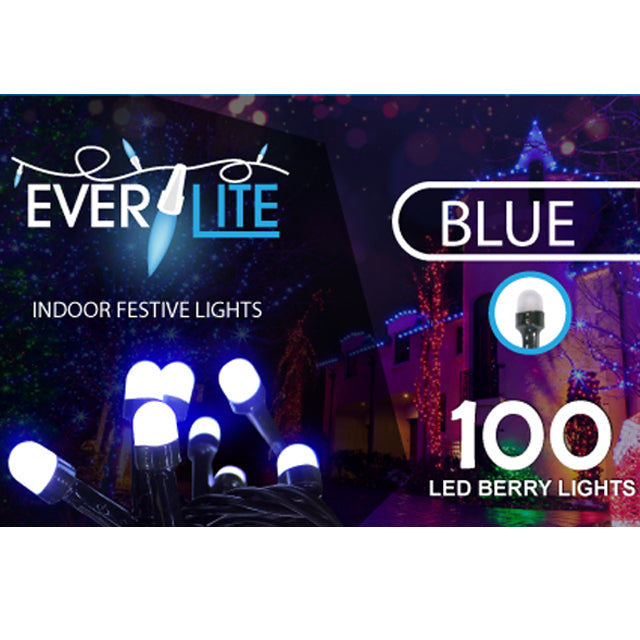 100 BLUE BERRY LED CHRISTMAS LIGHTS INDOOR