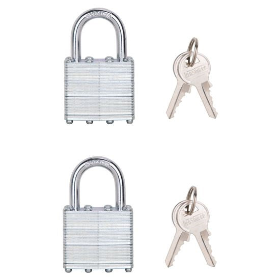 PROSOURCE HD00012-D-3L PADLOCK SET, STANDARD SHACKLE, 1/4 IN DIA SHACKLE, 1-1/4 IN H SHACKLE, STEEL SHACKLE, STEEL BODY, 2 PC SET