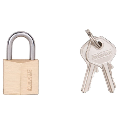PROSOURCE HD10020-3L PADLOCK, STANDARD SHACKLE, 1/8 IN DIA SHACKLE, 3/4 IN H SHACKLE, STEEL SHACKLE, BRASS BODY