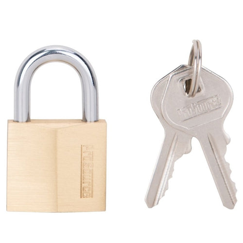 PROSOURCE HD10030-3L PADLOCK, STANDARD SHACKLE, 1-1/4 IN W, 3/16 IN DIA SHACKLE, 3/4 IN H SHACKLE, STEEL SHACKLE, BRASS BODY