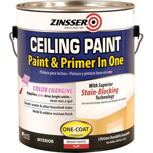 ZINSSER 260967 CEILING PAINT, FLAT, BRIGHT WHITE, 1 GAL, CAN, WATER