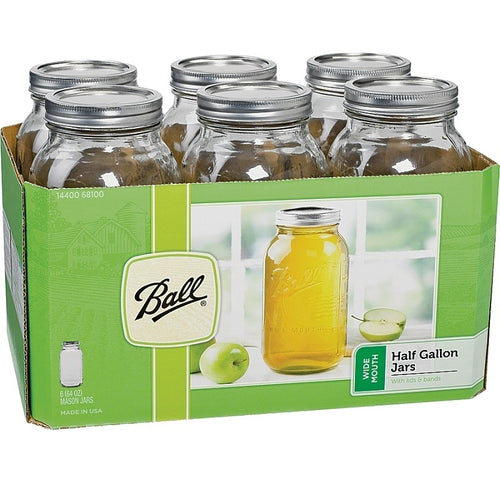 BALL 2213524 MASON JAR, WIDE MOUTH, 64 OZ, GLASS, INCLUDES: METAL LID