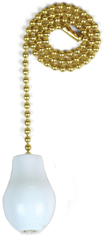 JANDORF 60319 PULL CHAIN, 12 IN L CHAIN, BRASS, WHITE