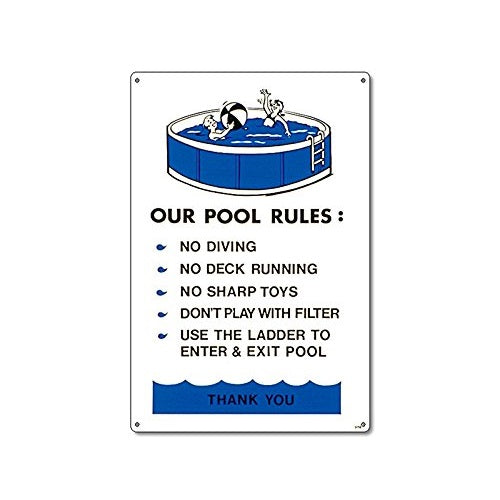 POOL SIGN ABOVE GROUND POOL RULES 12"