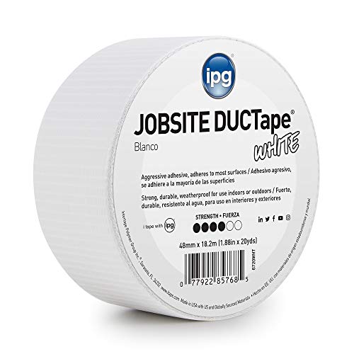 IPG 6720WHT DUCT TAPE, 20 YD L, 1.88 IN W, POLYETHYLENE-COATED CLOTH BACKING, WHITE