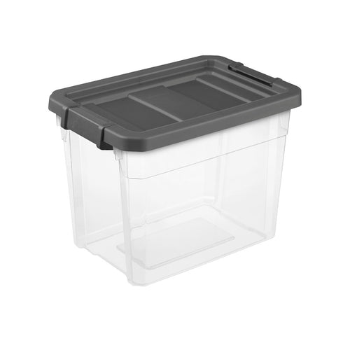 STERILITE 14733V06 STACKER BOX, 30 QT, PLASTIC, GRAY