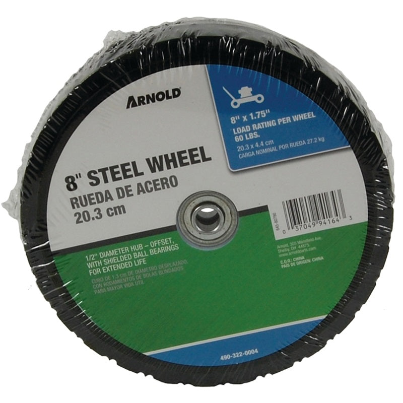 MOWER WHEEL STEEL HUB 8X1.75"