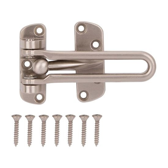 PROSOURCE 20546SCB-PS SECURITY DOOR GUARD, 4-1/8 IN L, 2-1/2 IN W, 3 IN H, ZINC DIE-CAST, SATIN CHROME