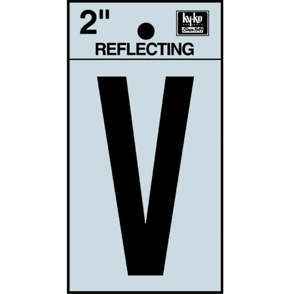 LETTER "V" BLACK REFLECTIVE 2"