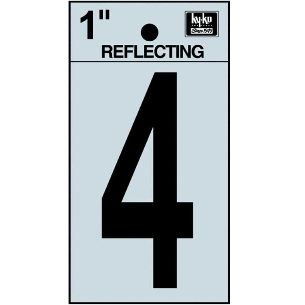 NUMBER "4" BLACK REFLECTIVE 1"