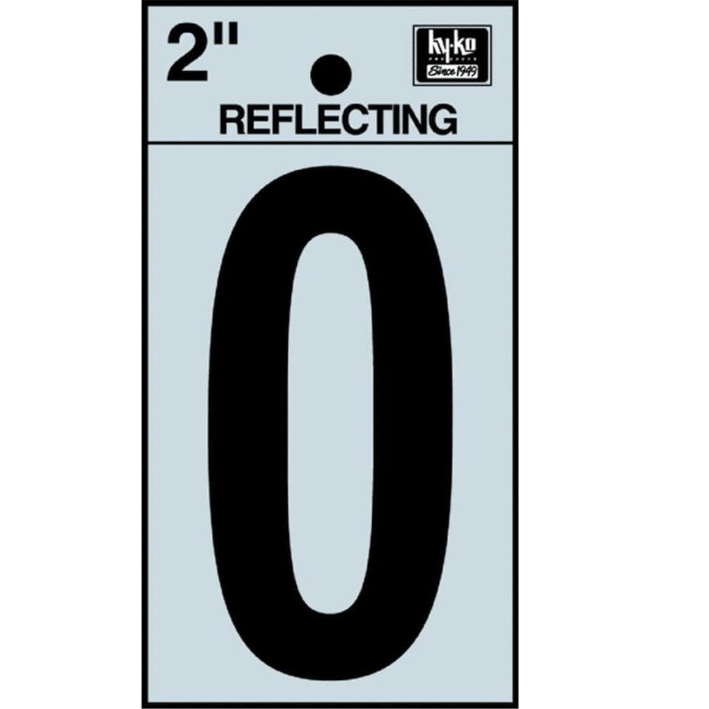 NUMBER "0" BLACK REFLECTIVE 2"