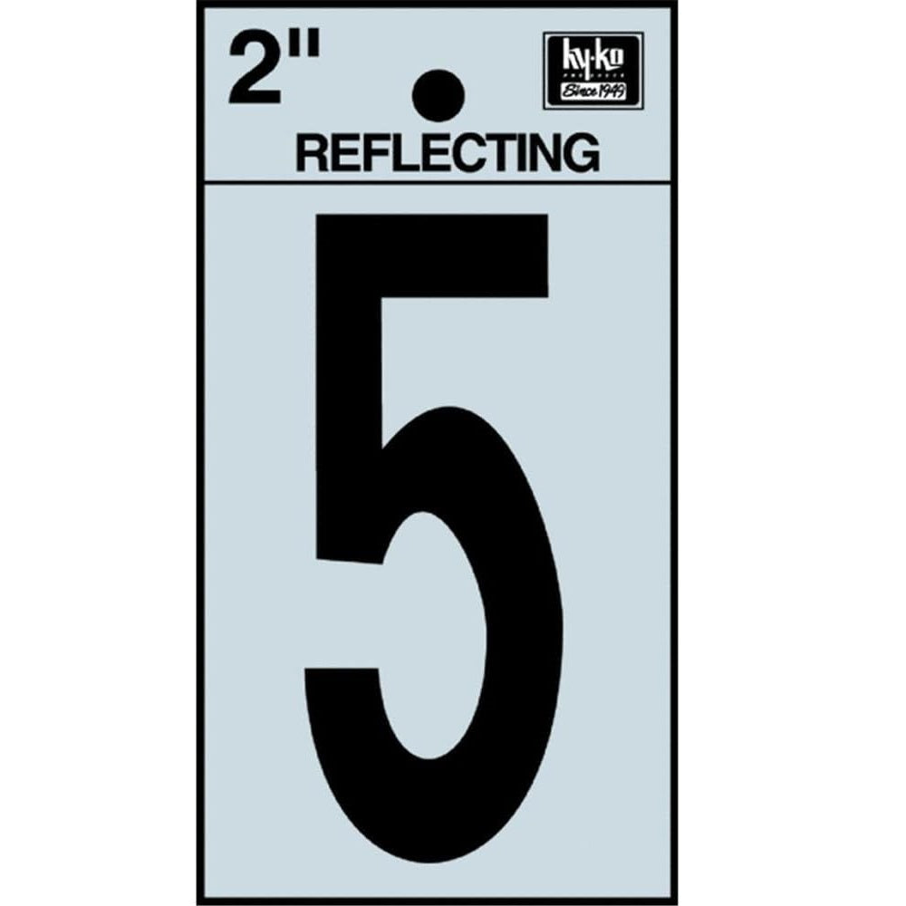 NUMBER "5" BLACK REFLECTIVE 2"