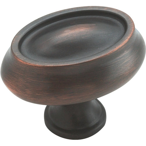 AMEROCK BP26127ORB CABINET KNOB, 1-3/16 IN PROJECTION, TRADITIONAL, ZINC, OIL-RUBBED BRONZE