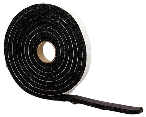M-D 06577 PREMIUM WEATHERSTRIP TAPE, 1/4 X 1/2 IN W, 10 FT L, RUBBER, BLACK