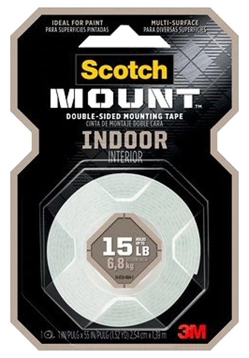 SCOTCH 314DC MOUNTING TAPE, HEAVY-DUTY, 125 IN L, 1 IN W, WHITE