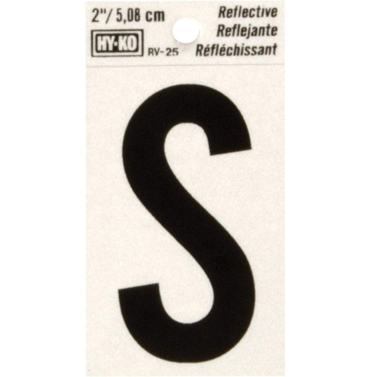 LETTER "S" BLACK REFLECTIVE 2"
