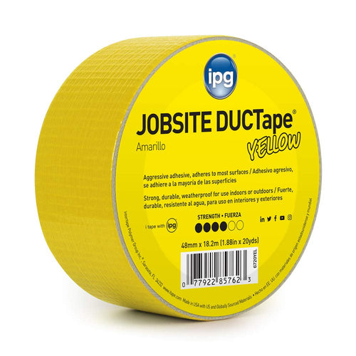 IPG 6720YEL DUCT TAPE, 20 YD L, 1.88 IN W, CLOTH BACKING, YELLOW