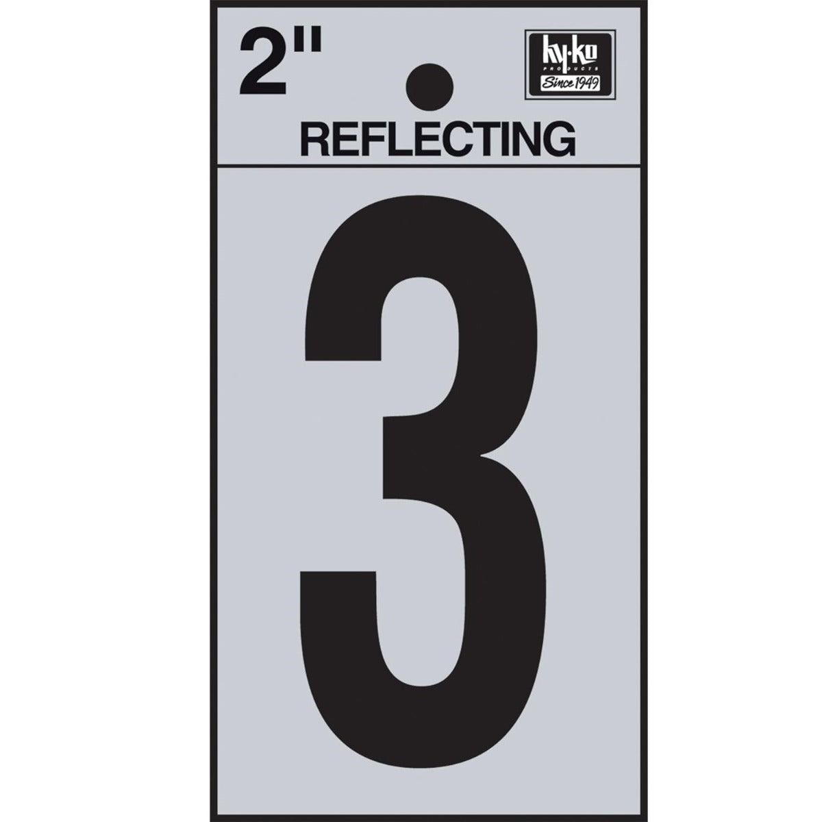 NUMBER "3" BLACK REFLECTIVE 2"