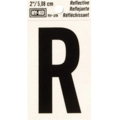 LETTER "R" BLACK REFLECTIVE 2"