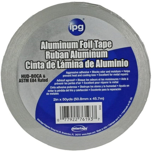 IPG 9202-B FOIL TAPE WITH LINER, 50 YD L, 2 IN W, ALUMINUM BACKING
