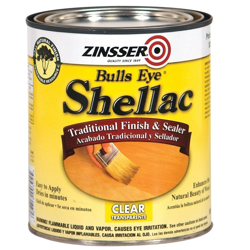 ZINSSER 304H SHELLAC, MIDTONE, CLEAR, LIQUID, 1 QT, CAN
