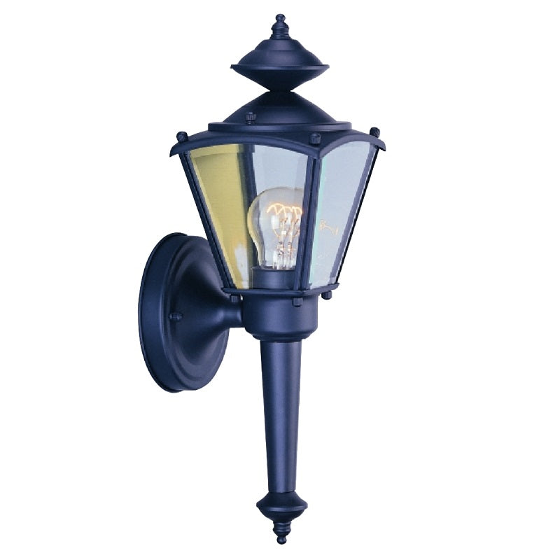 BOSTON HARBOR 4003H-53L OUTDOOR WALL LANTERN, 120 V, 60 W, A19 OR CFL LAMP, STEEL FIXTURE, BLACK, BLACK FIXTURE