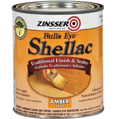 ZINSSER 704H SHELLAC, MID-TONE, AMBER, LIQUID, 1 QT, CAN