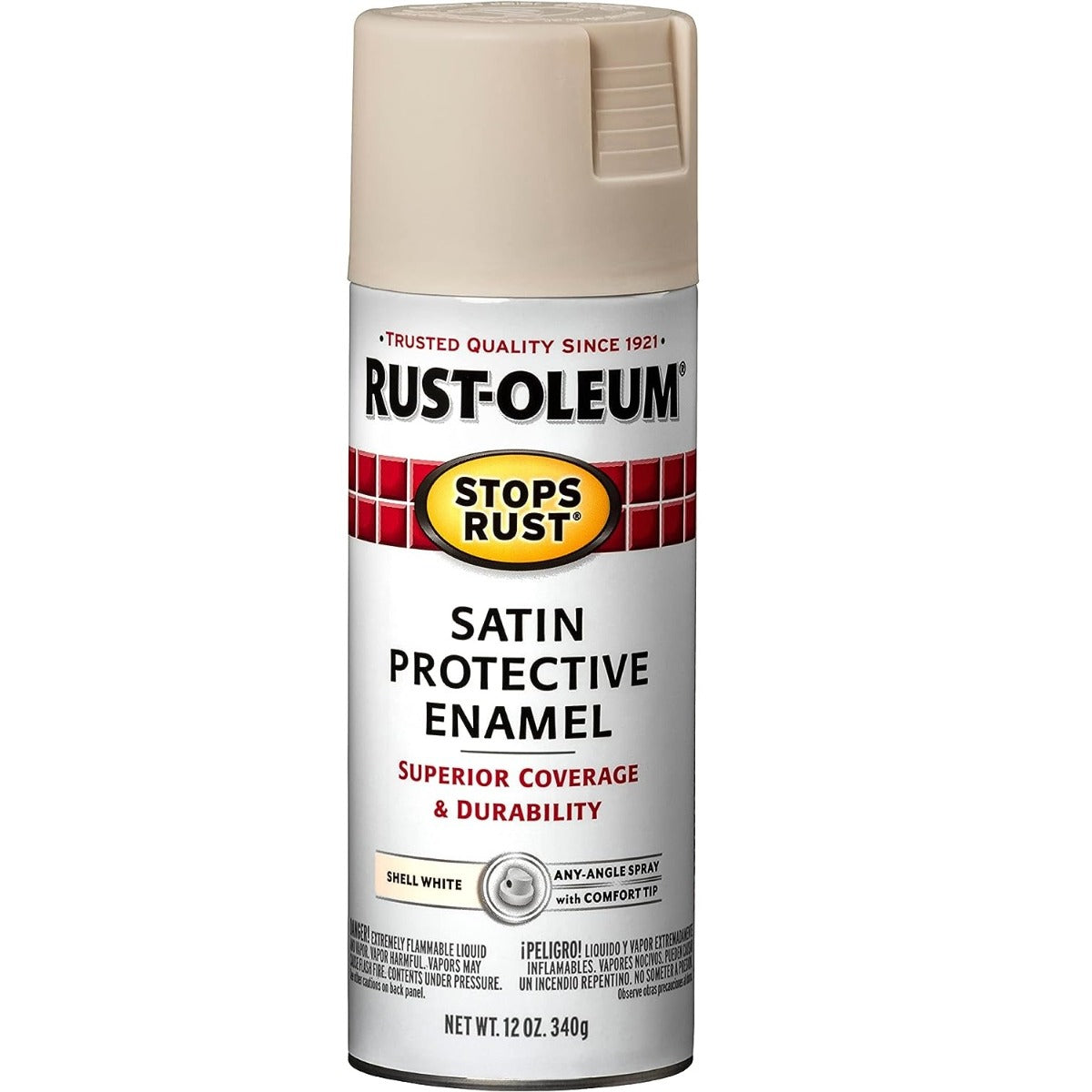 RUST-OLEUM 7793830 RUST PREVENTATIVE SPRAY PAINT, LOW SATIN, SHELL WHITE, 12 OZ, CAN