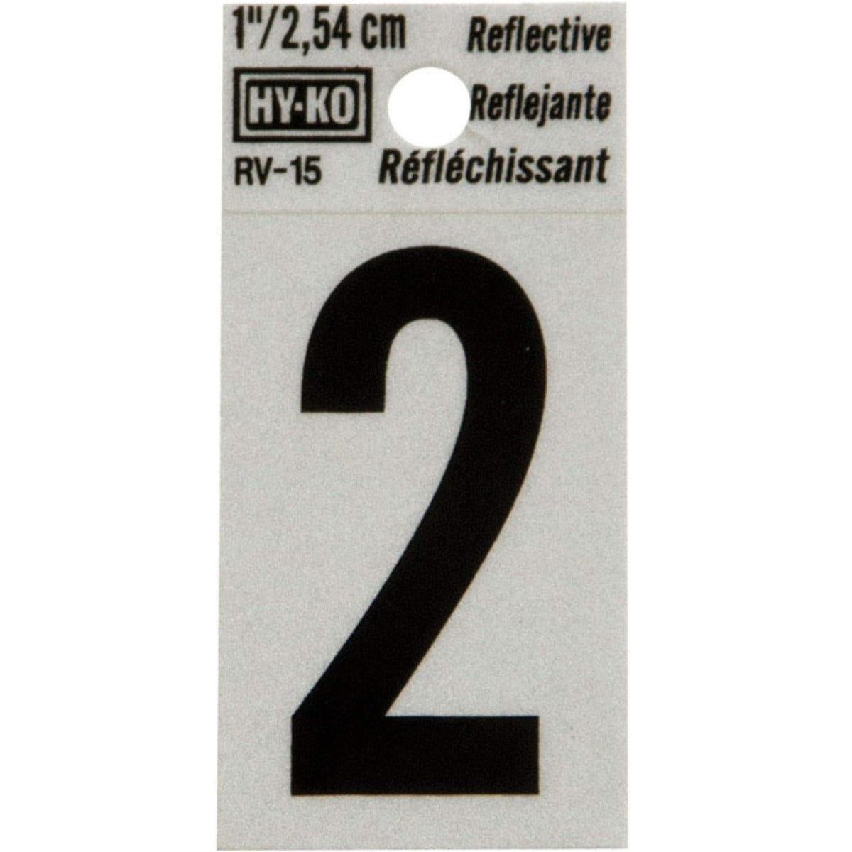 NUMBER "2" BLACK REFLECTIVE 1"