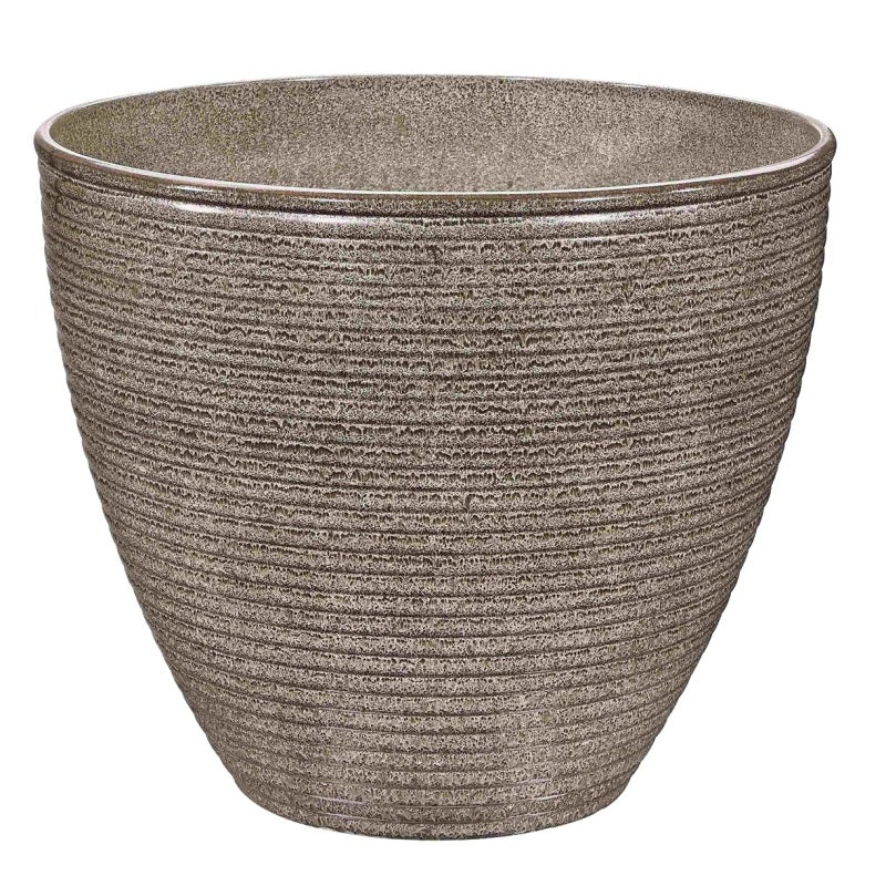 LANDSCAPERS SELECT PT-S005 WAVE PLANTER, 13 IN DIA, 11 IN H, ROUND, RESIN, BEIGE, BEIGE WAVE