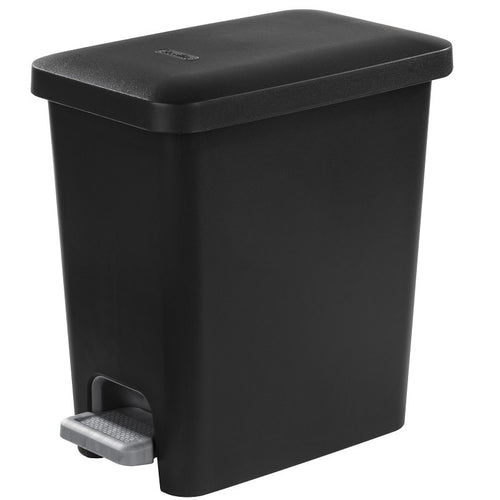 STERILITE 10619002 RECTANGULAR STEP-ON WASTEBASKET, 2.7 GAL CAPACITY, PLASTIC, BLACK