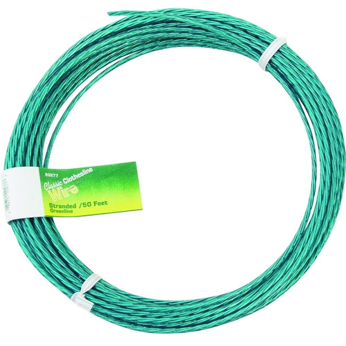 MIDWEST FASTENER 11823 MULTI-STRANDED CLOTHESLINE, 50 FT L, STEEL, GREEN