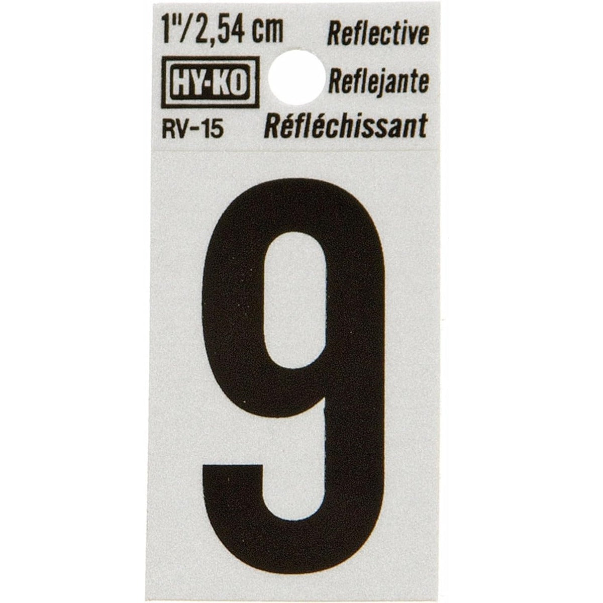 NUMBER "9" BLACK REFLECTIVE 1"