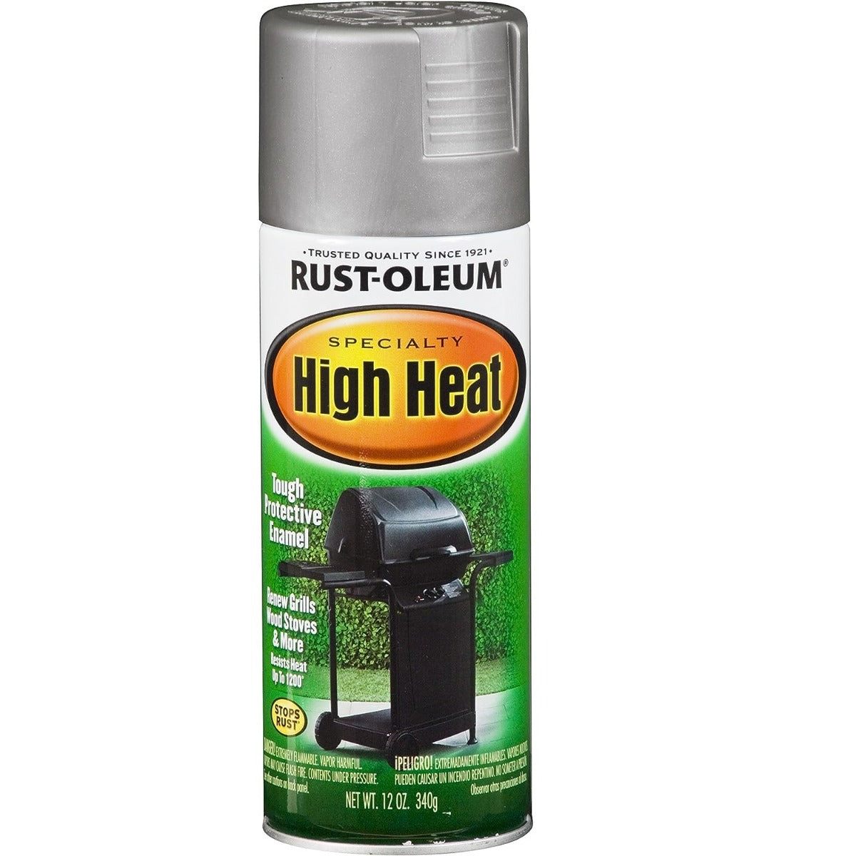 RUST-OLEUM 7716830 HIGH HEAT SPRAY PAINT, SATIN, SILVER, 12 OZ, CAN, OIL