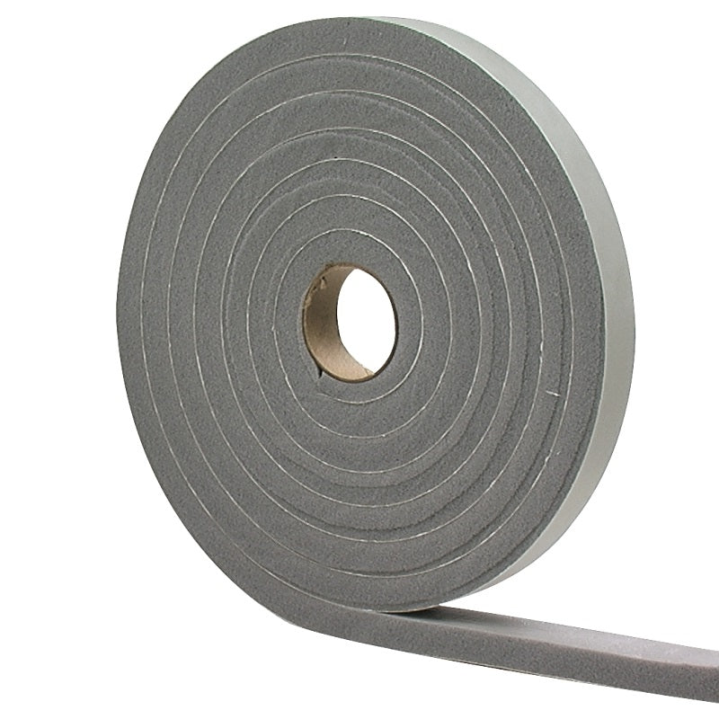 M-D 02253 FOAM TAPE, 3/8 IN W, 17 FT L, 3/16 IN THICK, PVC, GRAY