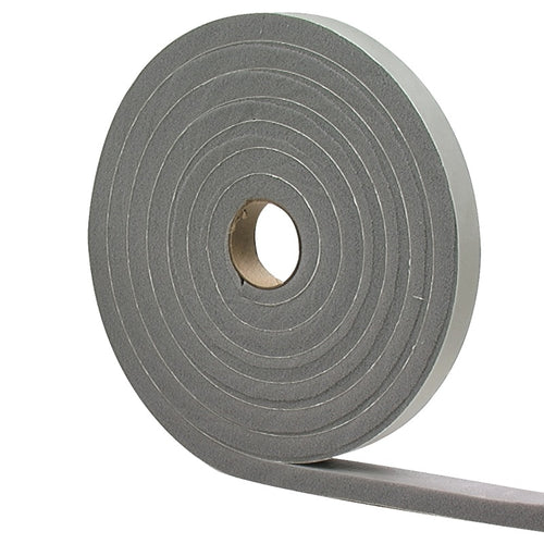 M-D 02253 FOAM TAPE, 3/8 IN W, 17 FT L, 3/16 IN THICK, PVC, GRAY