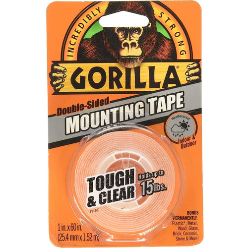 GORILLA 6065003 MOUNTING TAPE, DOUBLE SIDED, 60 IN L, 1 IN W